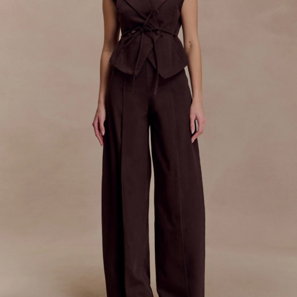 Meshki Chocolate Brown Wide Leg Flare Jeans